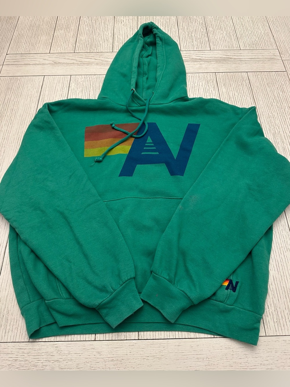 Aviator Nation Logo Relaxed Hoodie Green Size XS